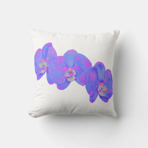Purple violet watercolor orchid painting  cushion