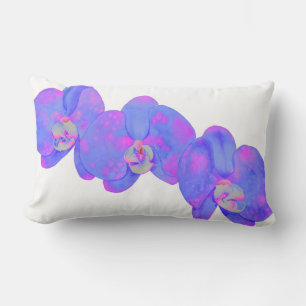 Purple violet watercolor orchid painting  lumbar cushion