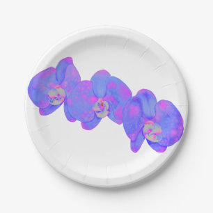 Purple violet watercolor orchid painting  paper plate
