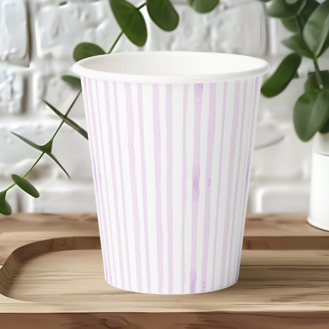 Purple | Violet Watercolor Striped Paper Cups (Creator Uploaded)