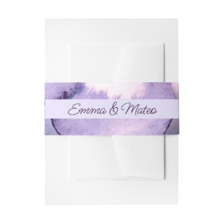 Purple violet wedding invitation belly band