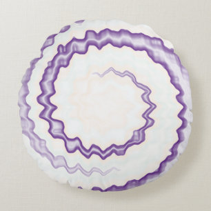 Purple violet white swirl tie dye round cushion