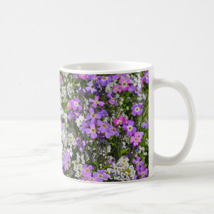 Purple violets and white spring flowers coffee mug