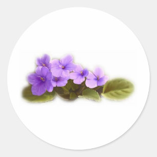 purple violets - customisable classic round sticker