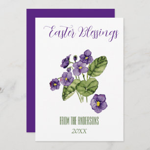 Purple violets Easter blessings Flat Holiday Card