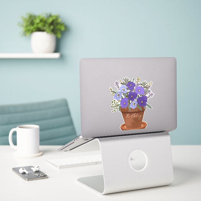 Purple Violets February Birth Flower Bouquet  (Laptop On Desk)