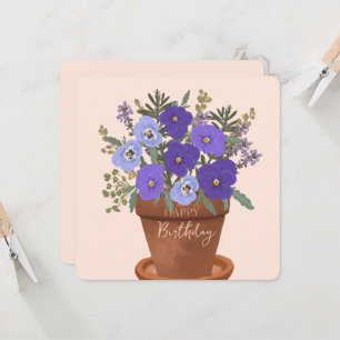 Purple Violets February Birth Flower Bouquet  Card