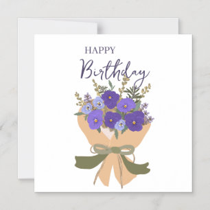 Purple Violets February Birth Flower Bouquet Magnetic Invitation