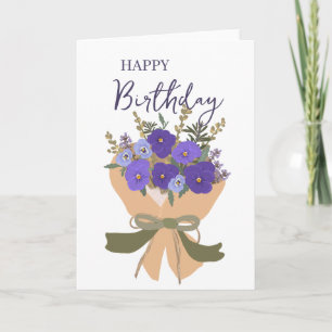 Purple Violets February Birth Flower Bouquet Note Card