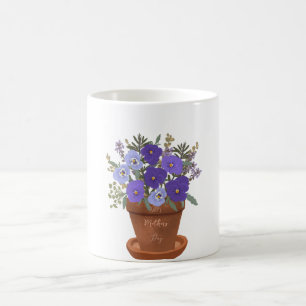 Purple Violets in a Pot – Mother’s Day Floral Coffee Mug