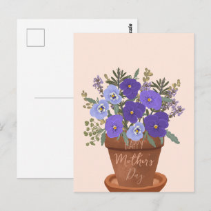Purple Violets in a Pot – Mother’s Day Floral Postcard