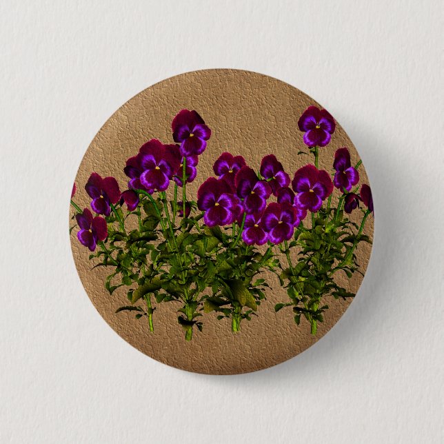 Purple Violets On Aged Paper Floral 6 Cm Round Badge (Front)