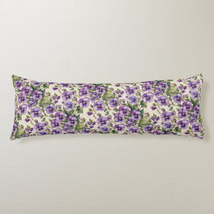 Purple Violets on White Body Cushion