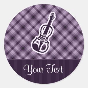 Purple Violin Classic Round Sticker