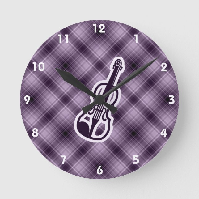 Purple Violin Round Clock (Front)