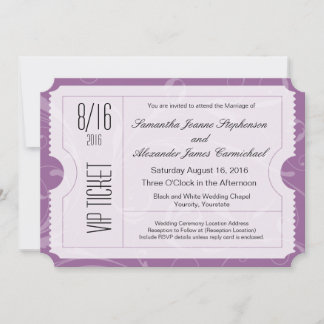 Purple VIP Wedding Ticket Invitations