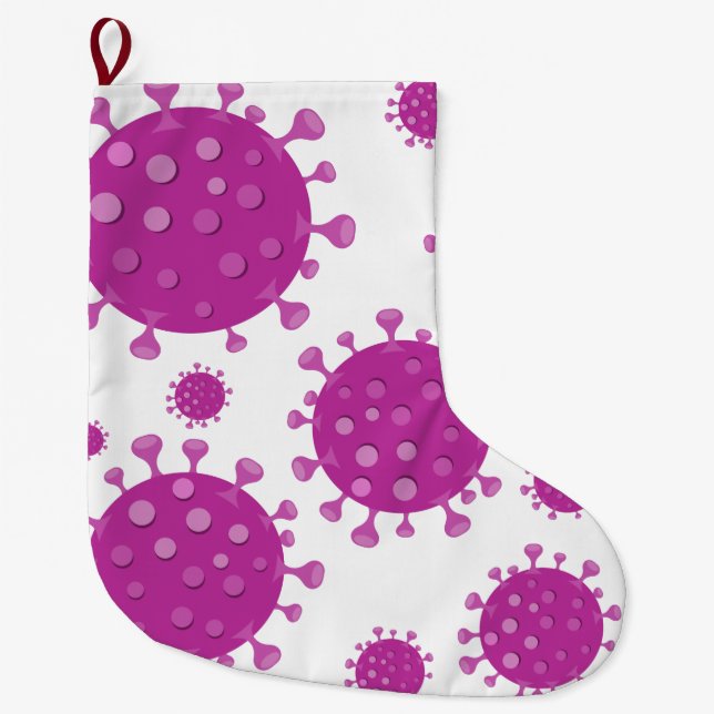 Purple Viral Particle Large Christmas Stocking (Front)