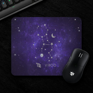 Purple Virgo Zodiac Cosmic Astrology Horoscope Mouse Pad