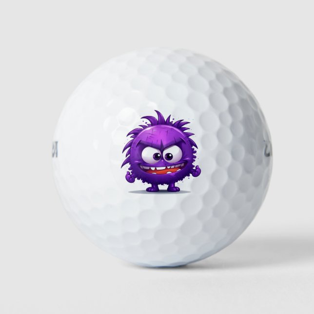 Purple virus little monster cartoon golf balls (Front)