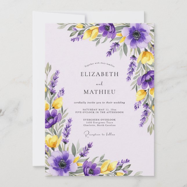 Purple Vivacious Spring Wedding Invitation (Front)