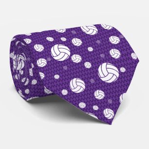 Purple Volleyball Chevron Patterned Tie