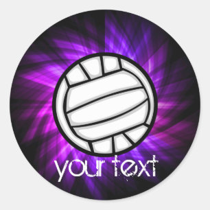 Purple Volleyball Classic Round Sticker