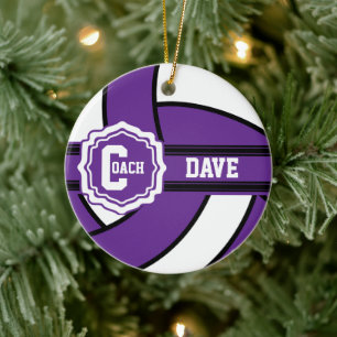 Purple Volleyball   Coach Ceramic Ornament