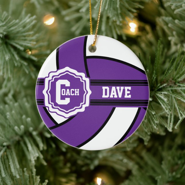 Purple Volleyball | Coach Ceramic Ornament (Tree)
