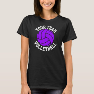 Purple Volleyball Custom Team Name Women’s Black T T-Shirt