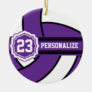 Purple Volleyball   DIY Name and Number Ceramic Tree Decoration