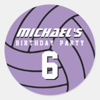 Purple Volleyball Sticker Sports Birthday Party