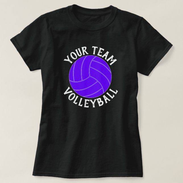 Purple Volleyball Team, Player and Number T-Shirt (Design Front)