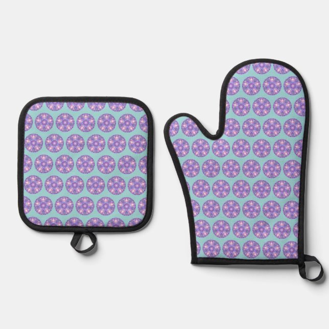 Purple W1 Oven Mitt & Pot Holder Set (Front)