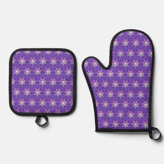 Purple W2 Oven Mitt & Pot Holder Set (Front)