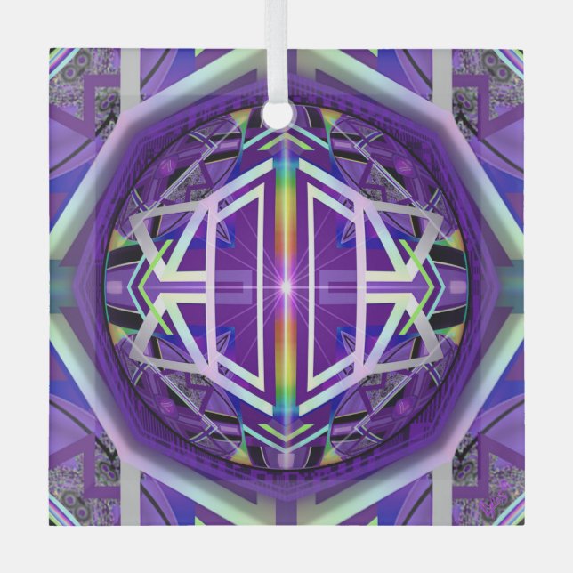 Purple W3 Glass Tree Decoration (Front)