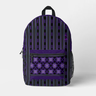 purple w3 printed backpack