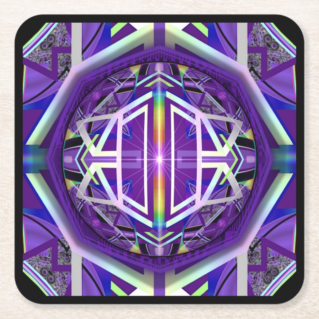 Purple W3 Square Paper Coaster (Front)