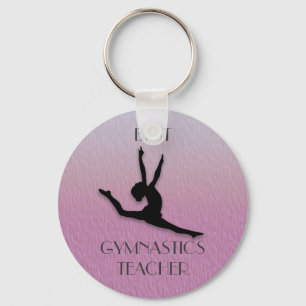 Purple w/ Black Silhouette Gymnastics Teacher Gift Key Ring