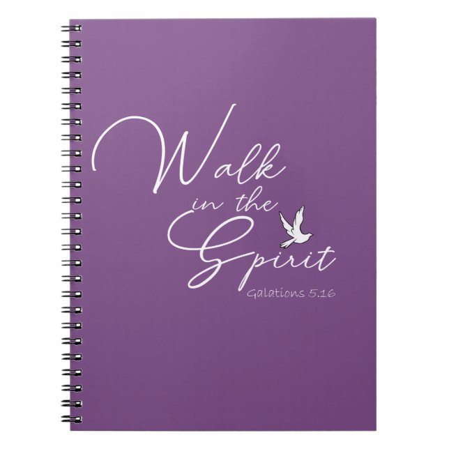 Purple Walk in the Spirit Bible Verse   Notebook (Front)