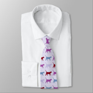 Purple Walking Cat Pattern Tie