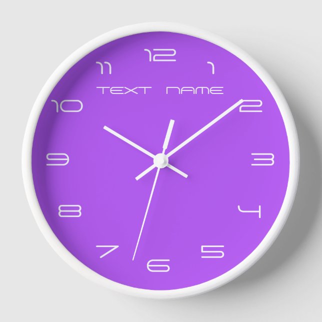 Purple Wall Clock with Custom Your Text and Colour (Front)