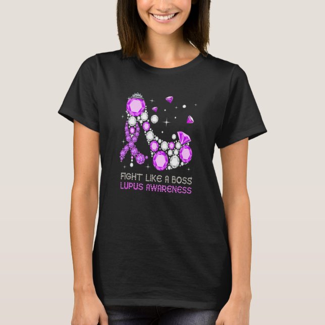 Purple Warrior Fight Lupus Like Boss Lupus Awarene T-Shirt (Front)