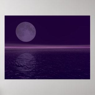 Purple Water Blue Moon Poster