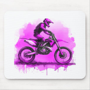 Purple Water Colour Dirt Bike Mouse Pad