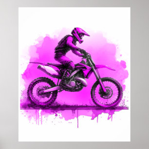 Purple Water Colour Dirt Bike  Poster