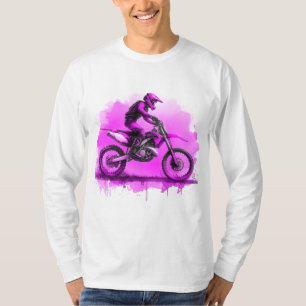 Purple Water Colour Dirt Bike T-Shirt