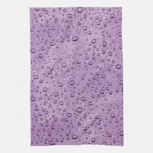 Purple water droplets tea towel
