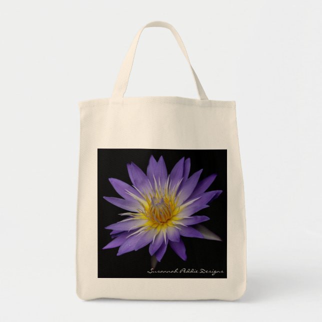 Purple Water Lily Grocery Tote (Front)