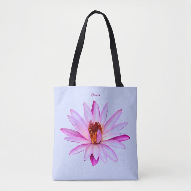 Purple Water Lily Periwinkle Shoulder Tote Bag (Front)