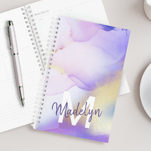 Purple Watercolor Abstract Girly Luxury Monogram Planner